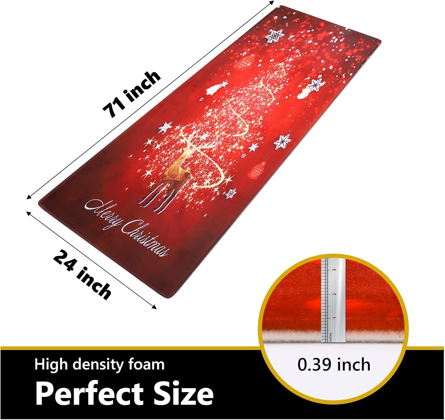 Christmas Runner Rugs, Soft Washable Christmas Reindeer Home Runner Rug Clearance, (6 * 2Ft) Xmas Area Rugs Non-Slip Christmas Rugs for Home Indoor