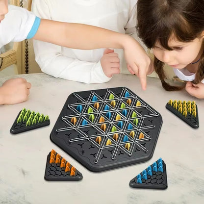 Geometry Chain Triangle Chess Puzzle Game Toy Board Game Logical Thinking Rubber Band Game Party Family Interactive Battle Gift