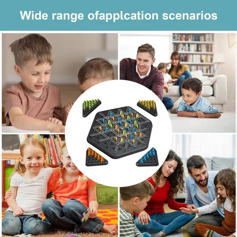 Geometry Chain Triangle Chess Puzzle Game Toy Board Game Logical Thinking Rubber Band Game Party Family Interactive Battle Gift
