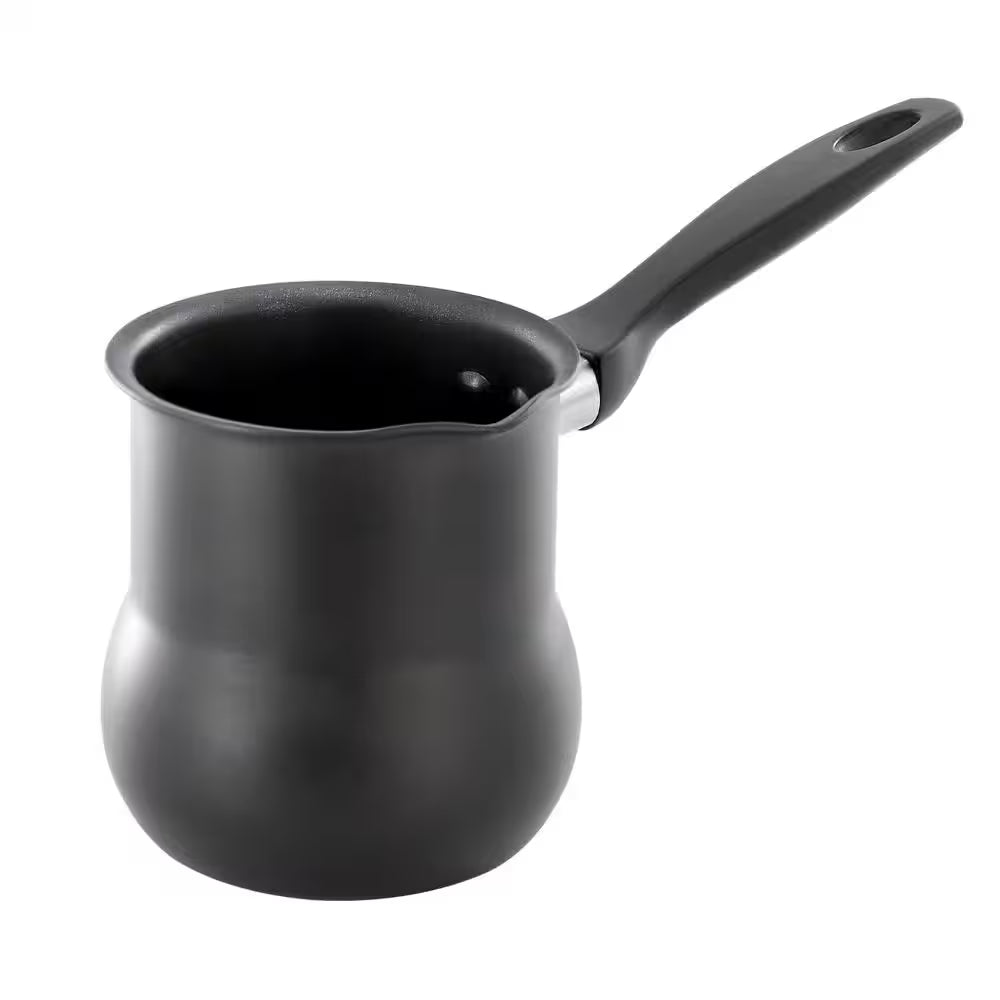 2.4 Cup Aluminum Nonstick Turkish Coffee Maker in Black with Cool Touch Handle