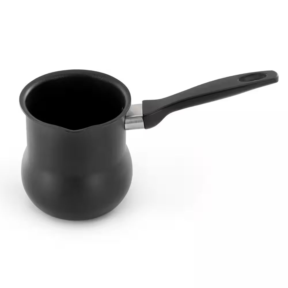 2.4 Cup Aluminum Nonstick Turkish Coffee Maker in Black with Cool Touch Handle