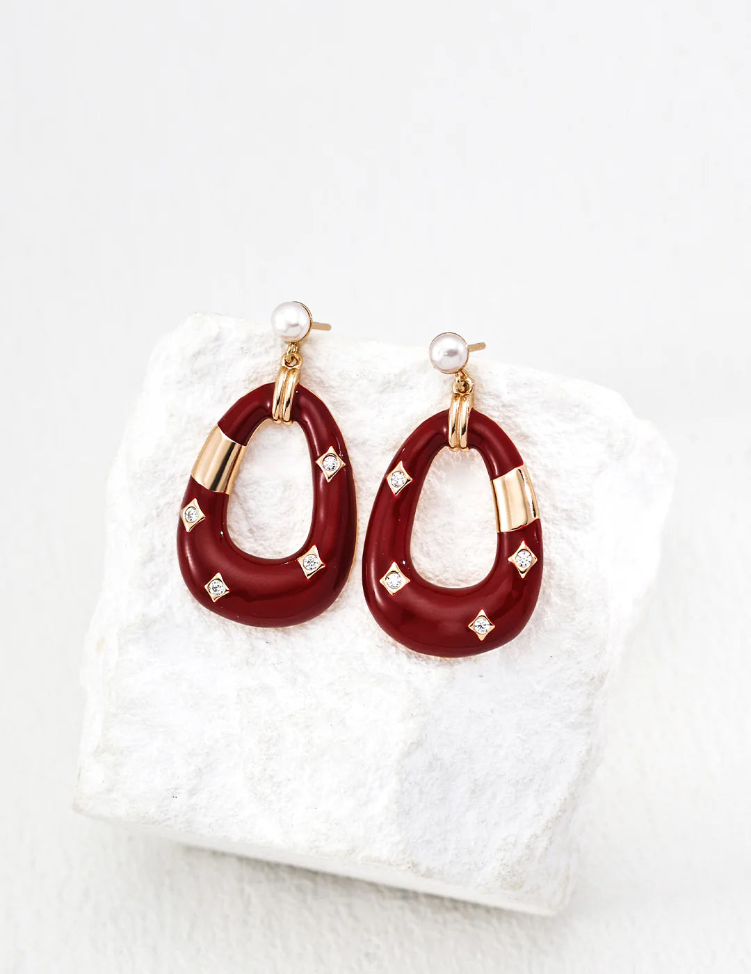 Red Enamel Stardust Earrings
