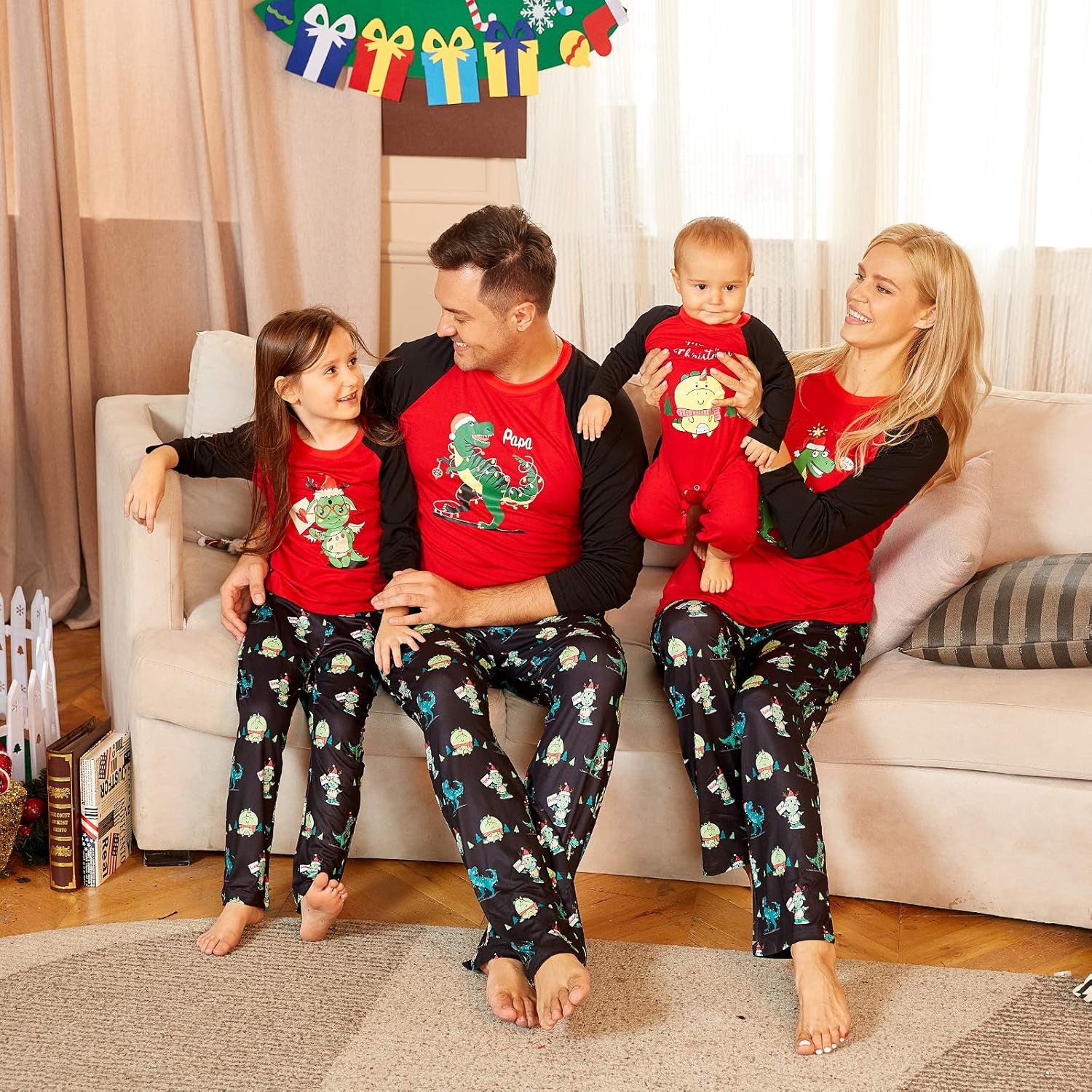 Christmas Pajamas for Family,Polyester Christmas Pjs Matching Sets,Mommy and Me Matching Outfits