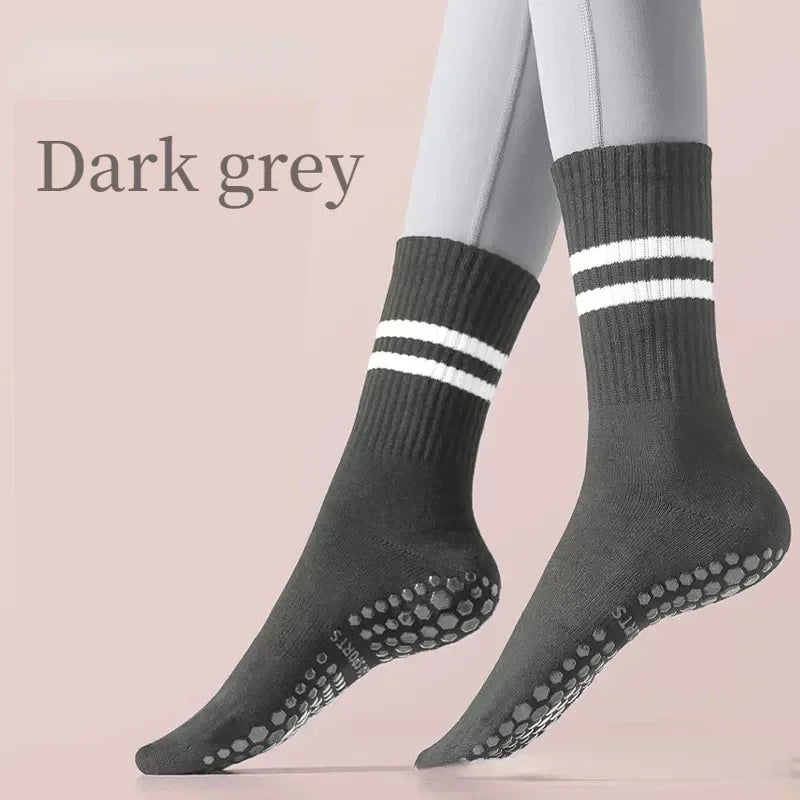 Yoga Socks Cotton Mid-Tube Bottom Professional Non-Slip Silicone Indoor Fitness Socks Gym Floor Soft Dance Pilates Sports Socks