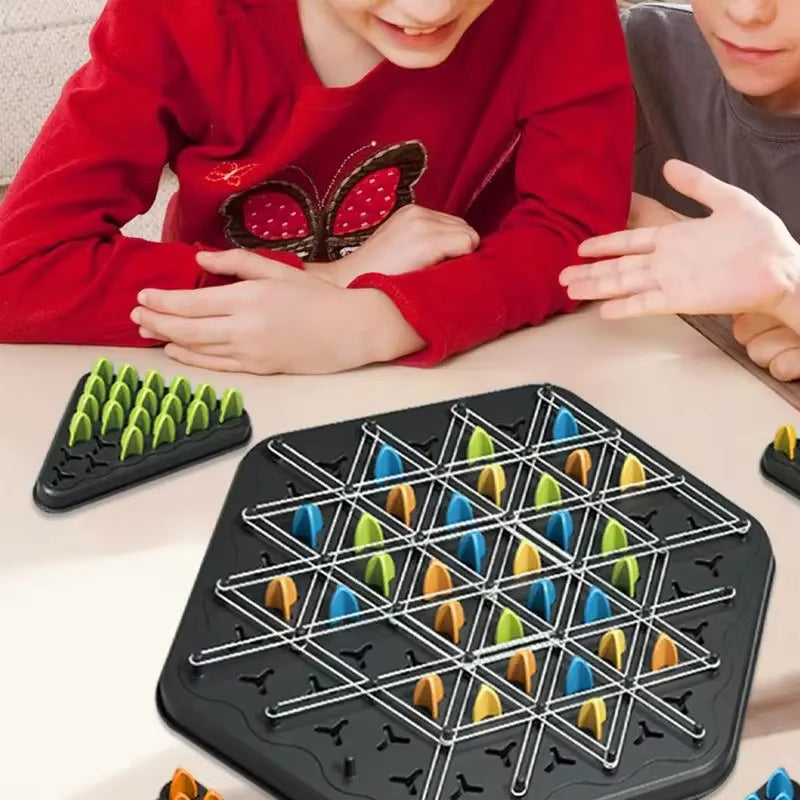 Geometry Chain Triangle Chess Puzzle Game Toy Board Game Logical Thinking Rubber Band Game Party Family Interactive Battle Gift