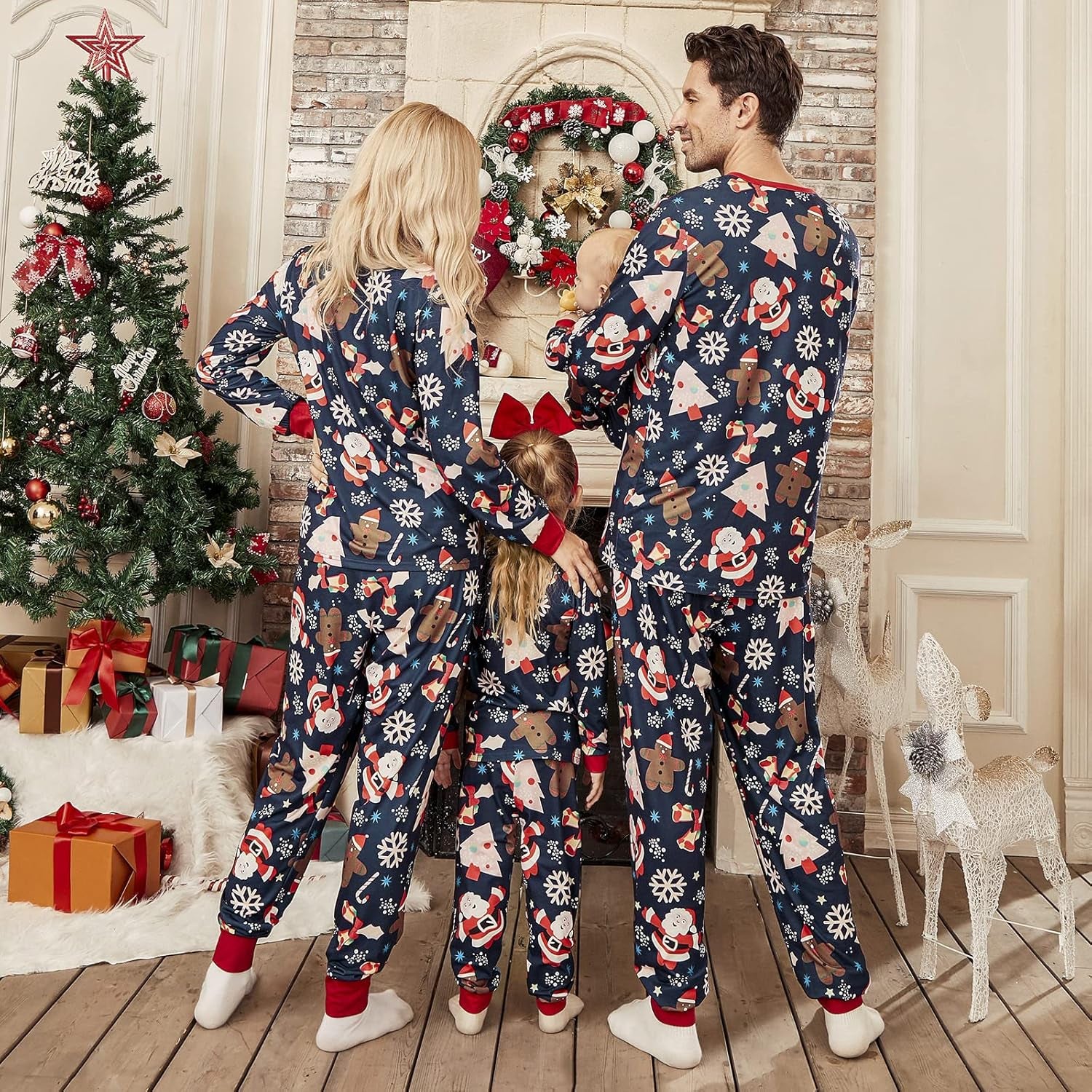 Christmas Pajamas for Family,Polyester Christmas Pjs Matching Sets,Mommy and Me Matching Outfits