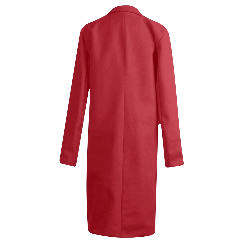 Clearance 2025 Women'S Fall Wool Peacoat plus Size Solid Notched Collar Double-Breasted Trench Coat Cardigan Jacket Overcoat Outerwear