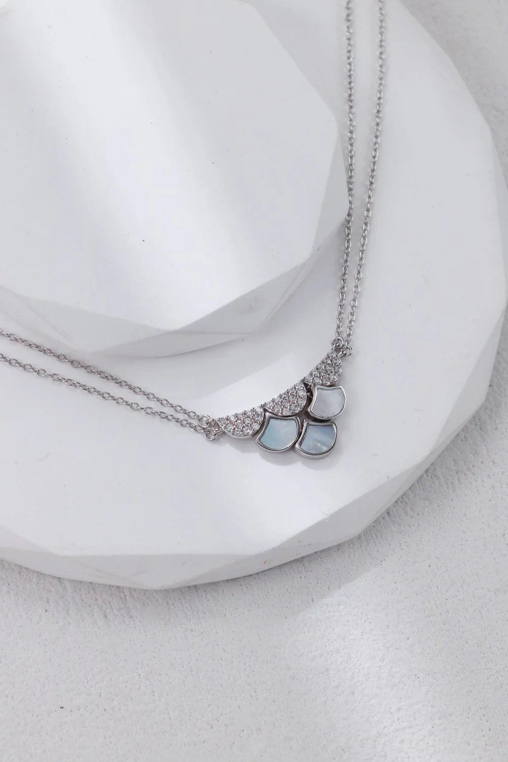 White Shell Zircon Double-Layer Necklace