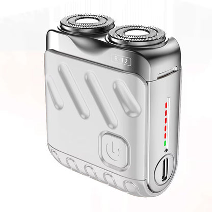 Mini Electric Shaver Dual Head Waterproof Type-C Rechargeable Shaver Travel Rotary Razor Men'S Portable Hair Beard Trimmer Tool