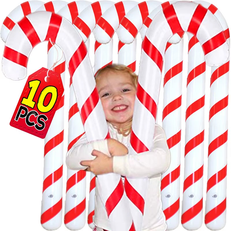 10/1PCS Large Christmas Candy Cane Balloons Inflatable Balloon Crutches Xmas Tree Hanging Ornaments Home Party Decor Supplies