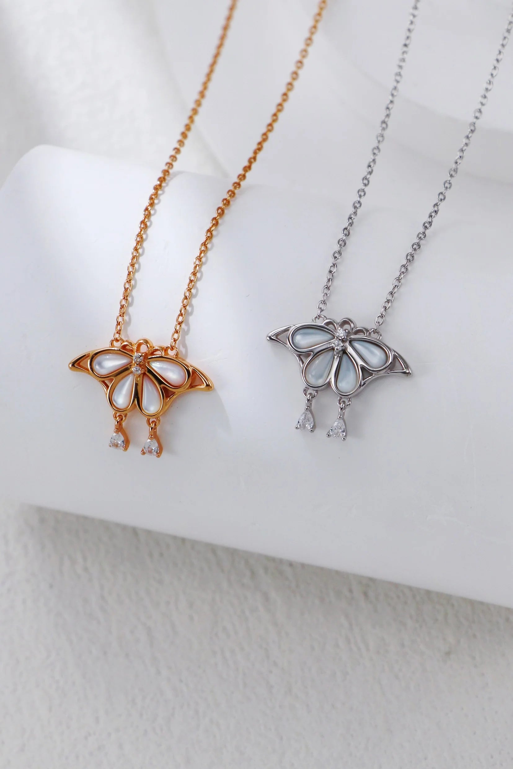 White Shell Butterfly Pendant Necklace