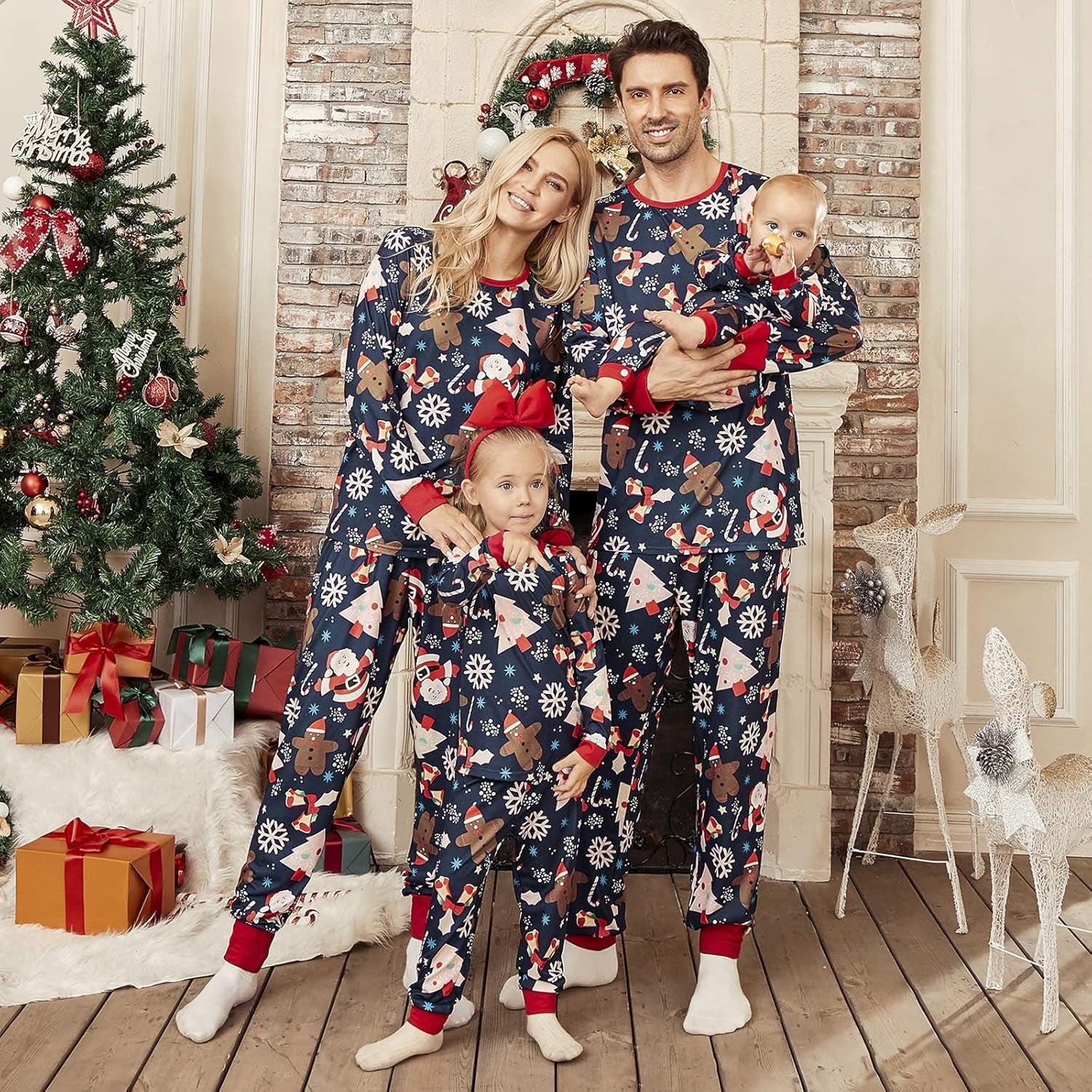 Christmas Pajamas for Family,Polyester Christmas Pjs Matching Sets,Mommy and Me Matching Outfits