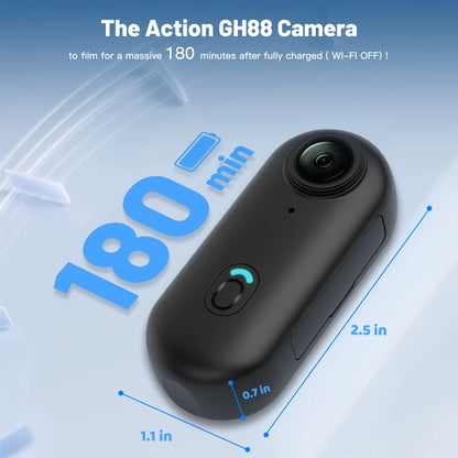 4K Mini Action Camer Wearable Cam with Waterproof Shell Wifi Bike Camera Friendly for Casual Cycling Vlog Action Wifi