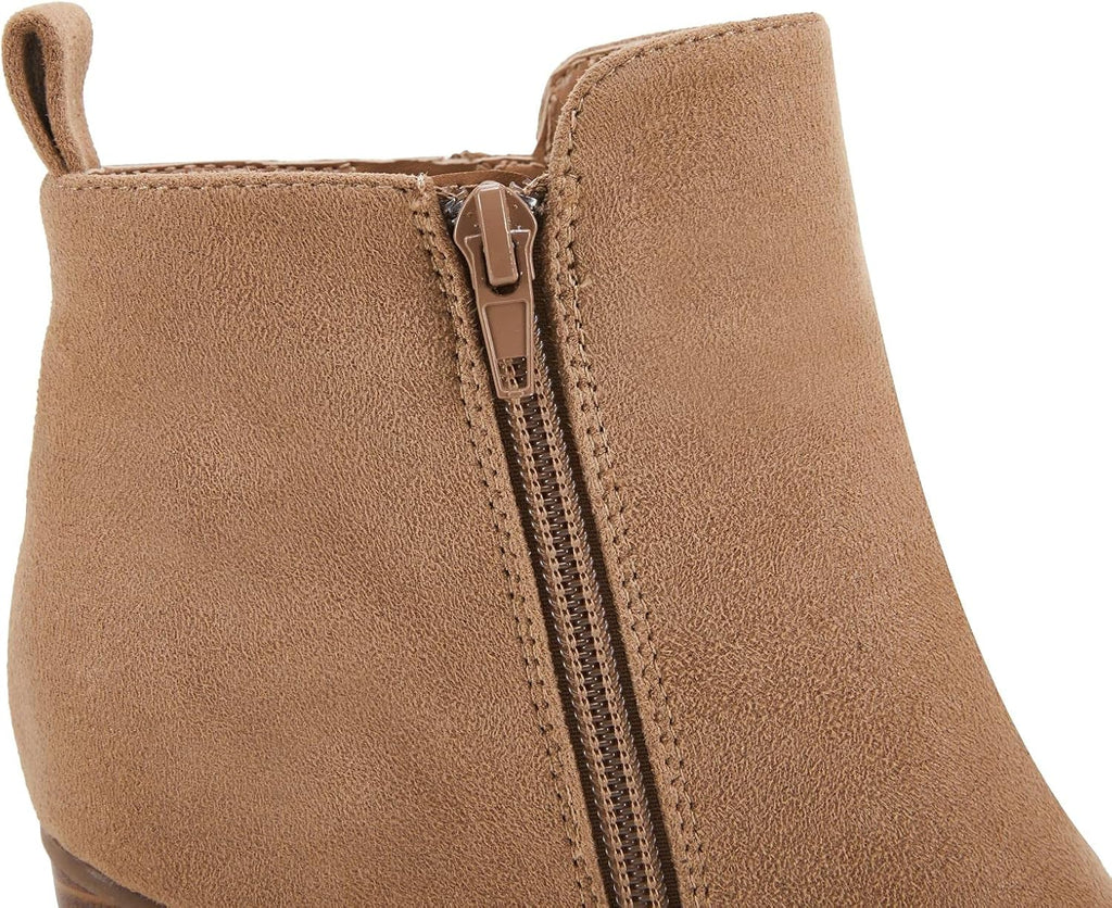 Ankle Boots for Women Chunky Block Heel Side Zipper Pointd Toe Suede Fall Winter Bootie Shoes