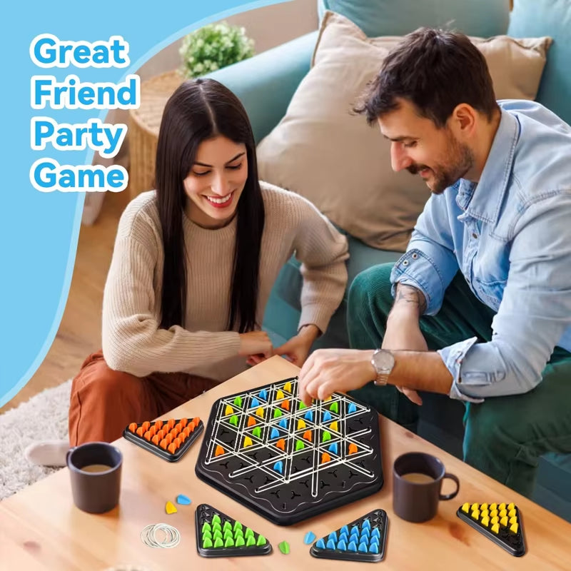 Geometry Chain Triangle Chess Puzzle Game Toy Board Game Logical Thinking Rubber Band Game Party Family Interactive Battle Gift