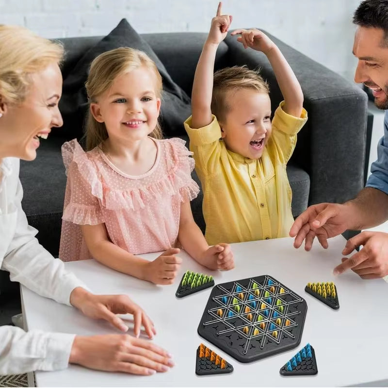 Geometry Chain Triangle Chess Puzzle Game Toy Board Game Logical Thinking Rubber Band Game Party Family Interactive Battle Gift