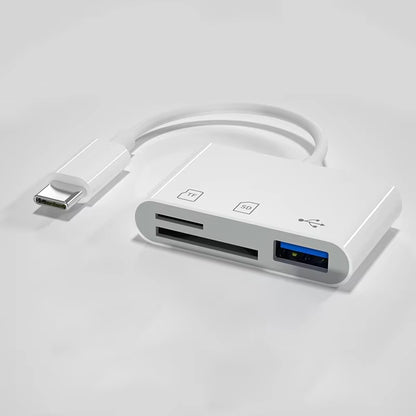SD Card Reader 5-In-1 Lightning /Type C to USB 3.0/SD/TF Card Adapter Memory Card Reader for Iphone Ipad Macbook Samsung Andro