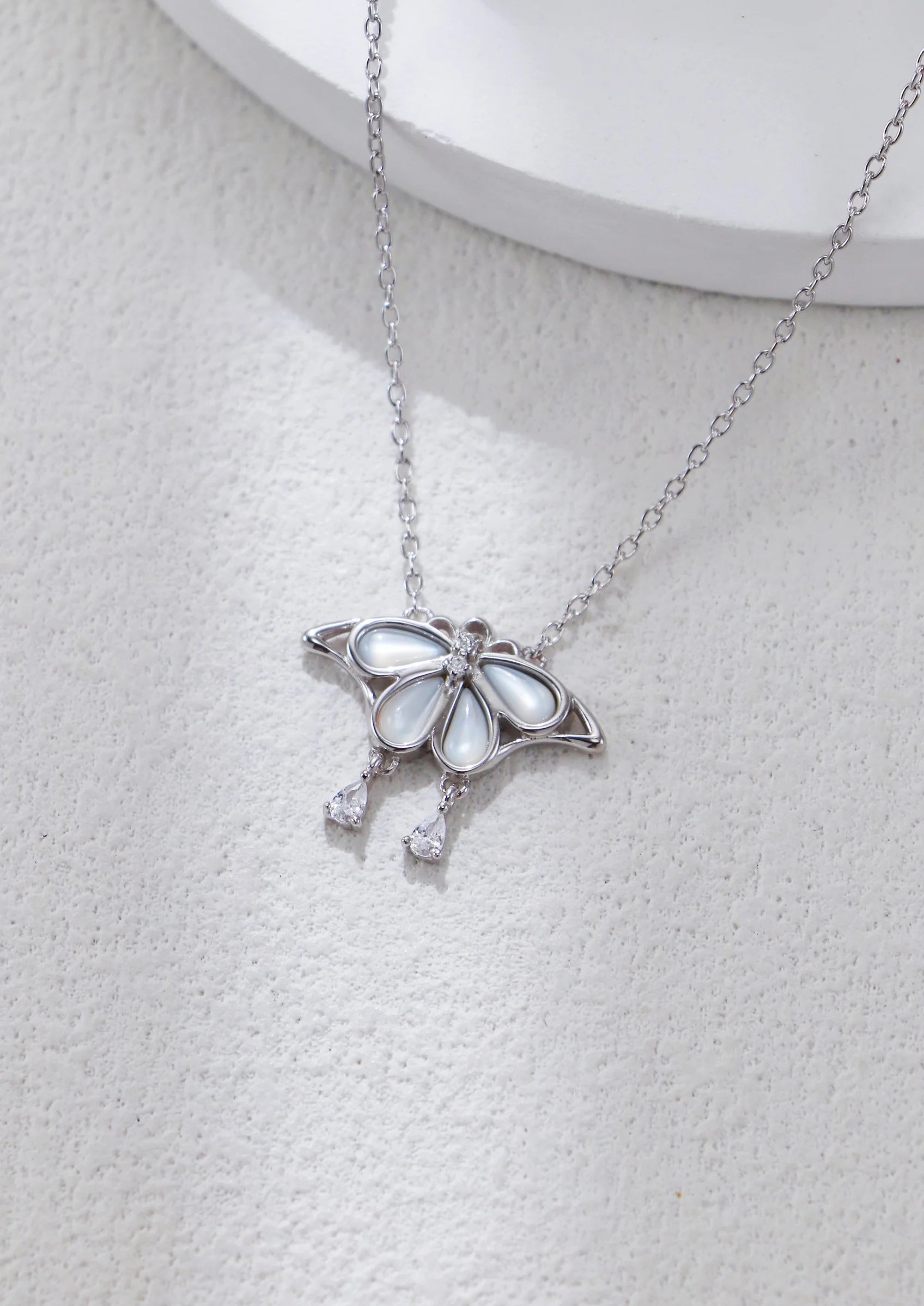 White Shell Butterfly Pendant Necklace