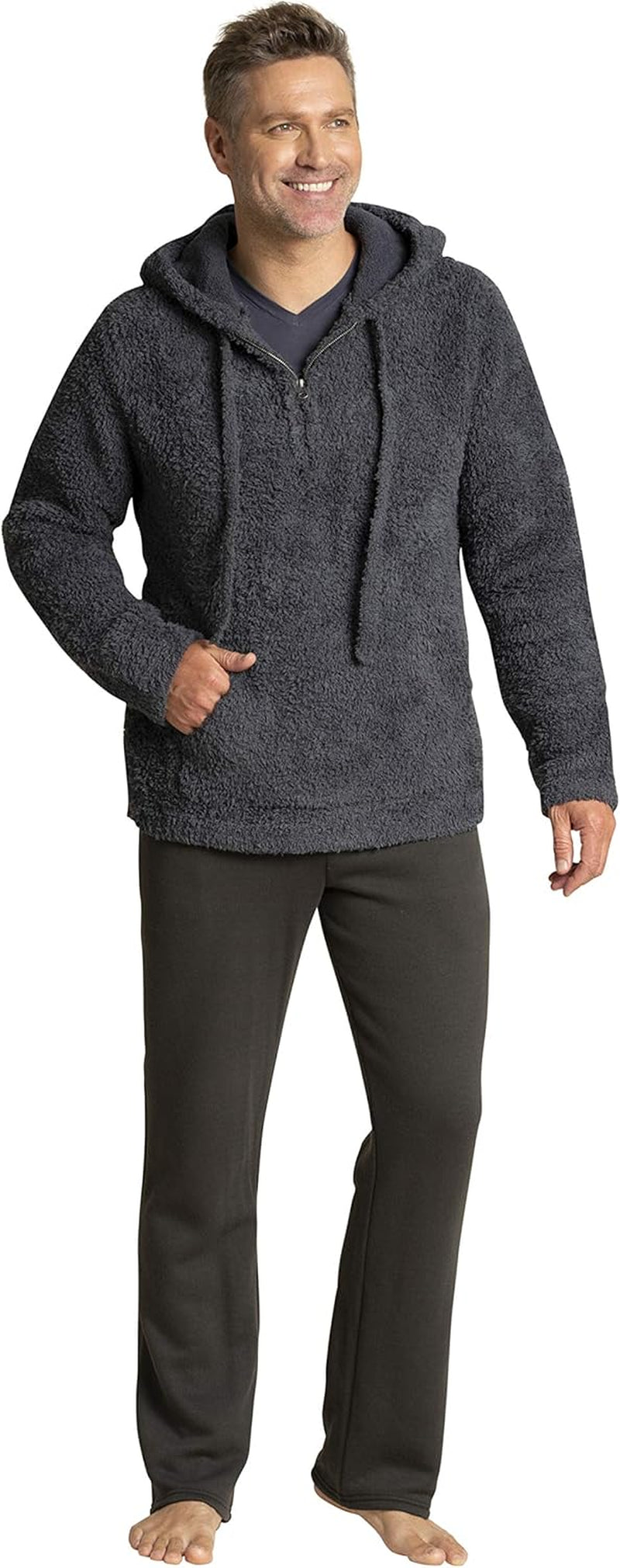 Cozychic Men'S Shearling Hoodie, Knit, Winter Clothes for Men