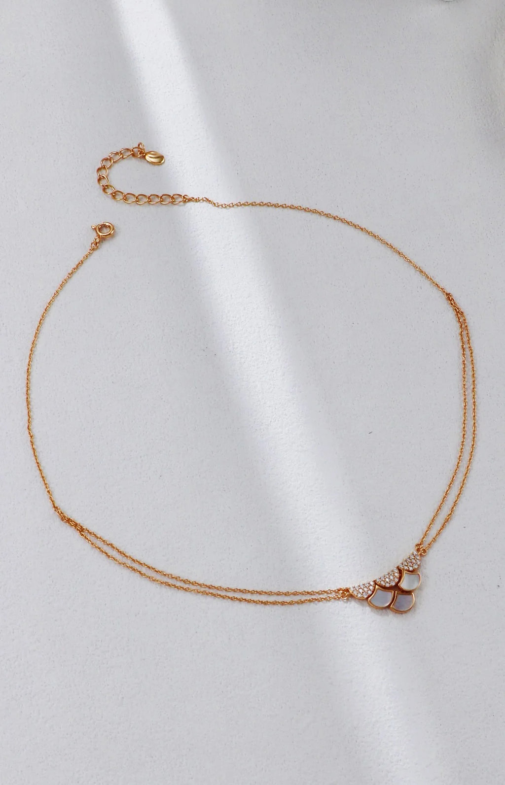 White Shell Zircon Double-Layer Necklace