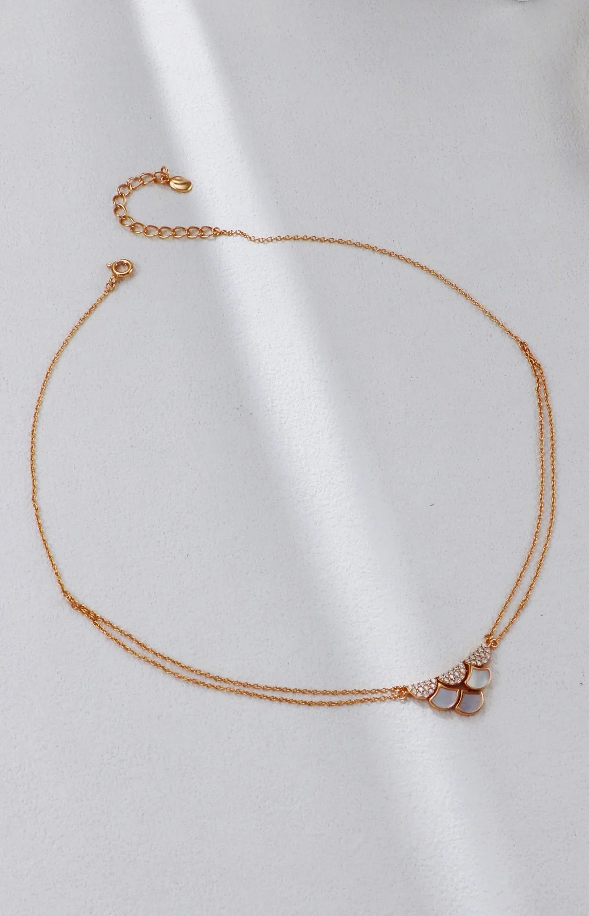 White Shell Zircon Double-Layer Necklace