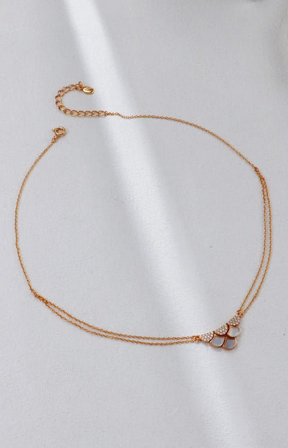 White Shell Zircon Double-Layer Necklace