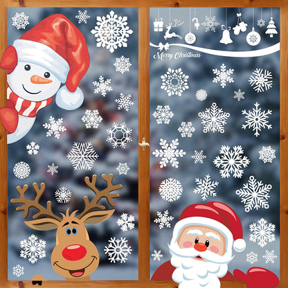 Christmas Decorations - Christmas Window Clings Decorations Stickers Indoor - Snowflakes Window Clings Decor for Home Office Classroom