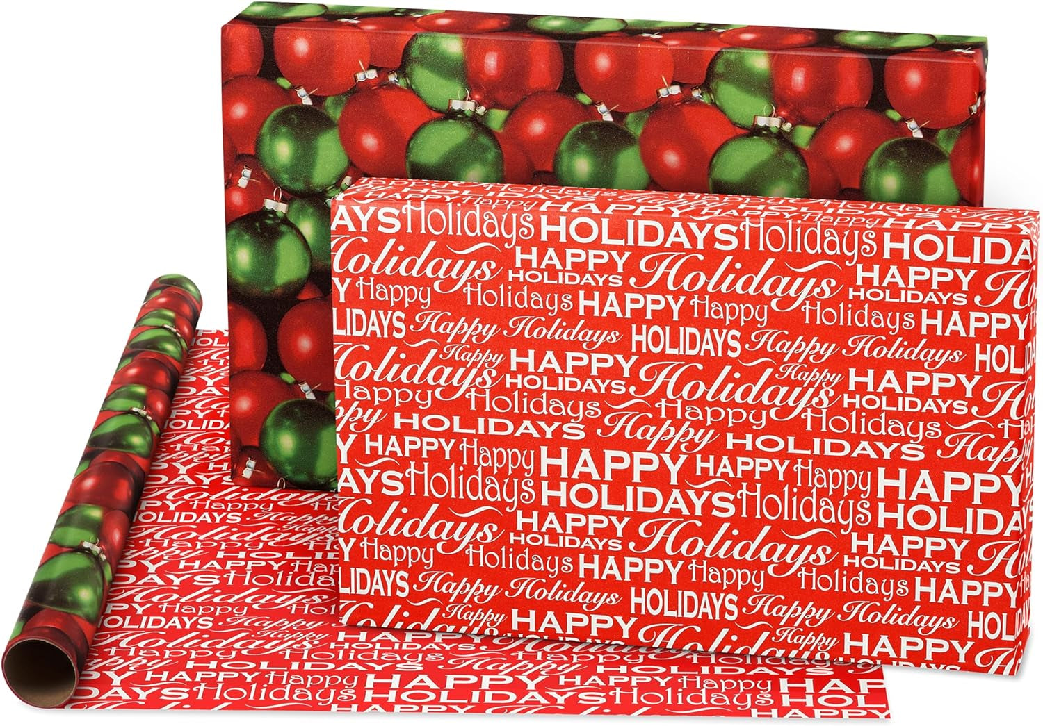 120 Sq. Ft. Vintage Christmas Wrapping Paper Bundle, Gingerbread, Ornaments, Peppermints (3 Extra Wide Rolls 40 In. X 12 Ft.)