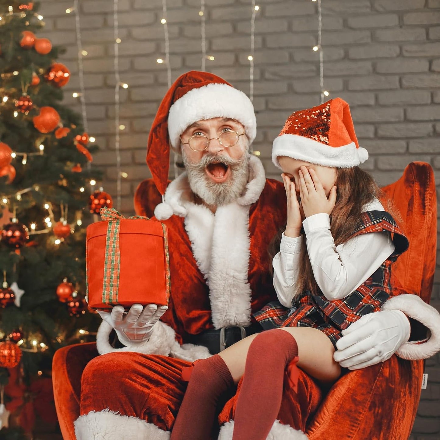 Men'S Deluxe Santa Costume 10Pcs Christmas Santa Claus Costume Adults Santa Suit Outfit Set for Party