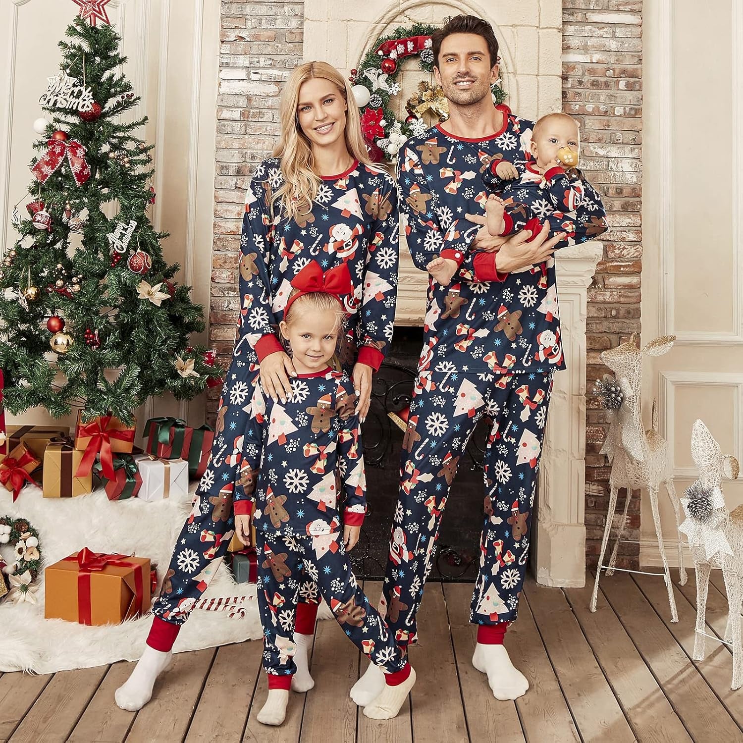 Christmas Pajamas for Family,Polyester Christmas Pjs Matching Sets,Mommy and Me Matching Outfits