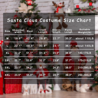 Men'S Deluxe Santa Costume 10Pcs Christmas Santa Claus Costume Adults Santa Suit Outfit Set for Party