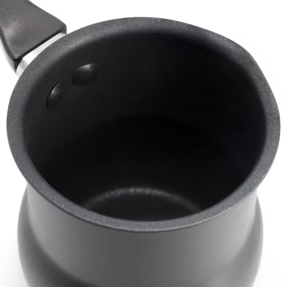 2.4 Cup Aluminum Nonstick Turkish Coffee Maker in Black with Cool Touch Handle