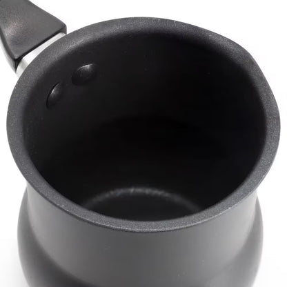 2.4 Cup Aluminum Nonstick Turkish Coffee Maker in Black with Cool Touch Handle