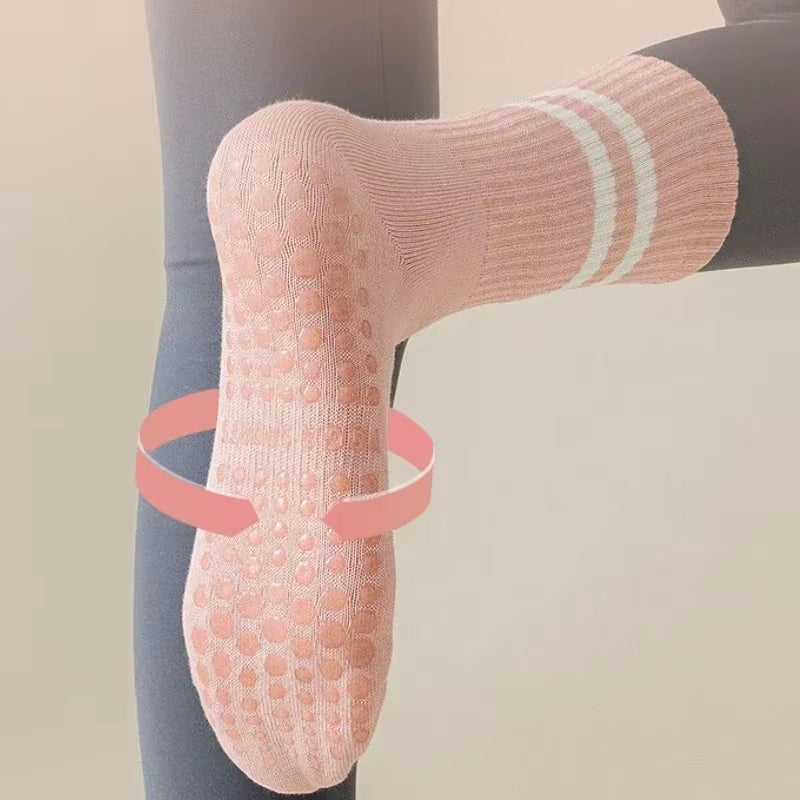Yoga Socks Cotton Mid-Tube Bottom Professional Non-Slip Silicone Indoor Fitness Socks Gym Floor Soft Dance Pilates Sports Socks