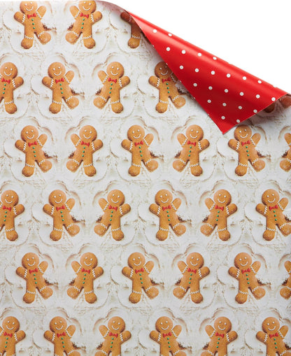 120 Sq. Ft. Vintage Christmas Wrapping Paper Bundle, Gingerbread, Ornaments, Peppermints (3 Extra Wide Rolls 40 In. X 12 Ft.)