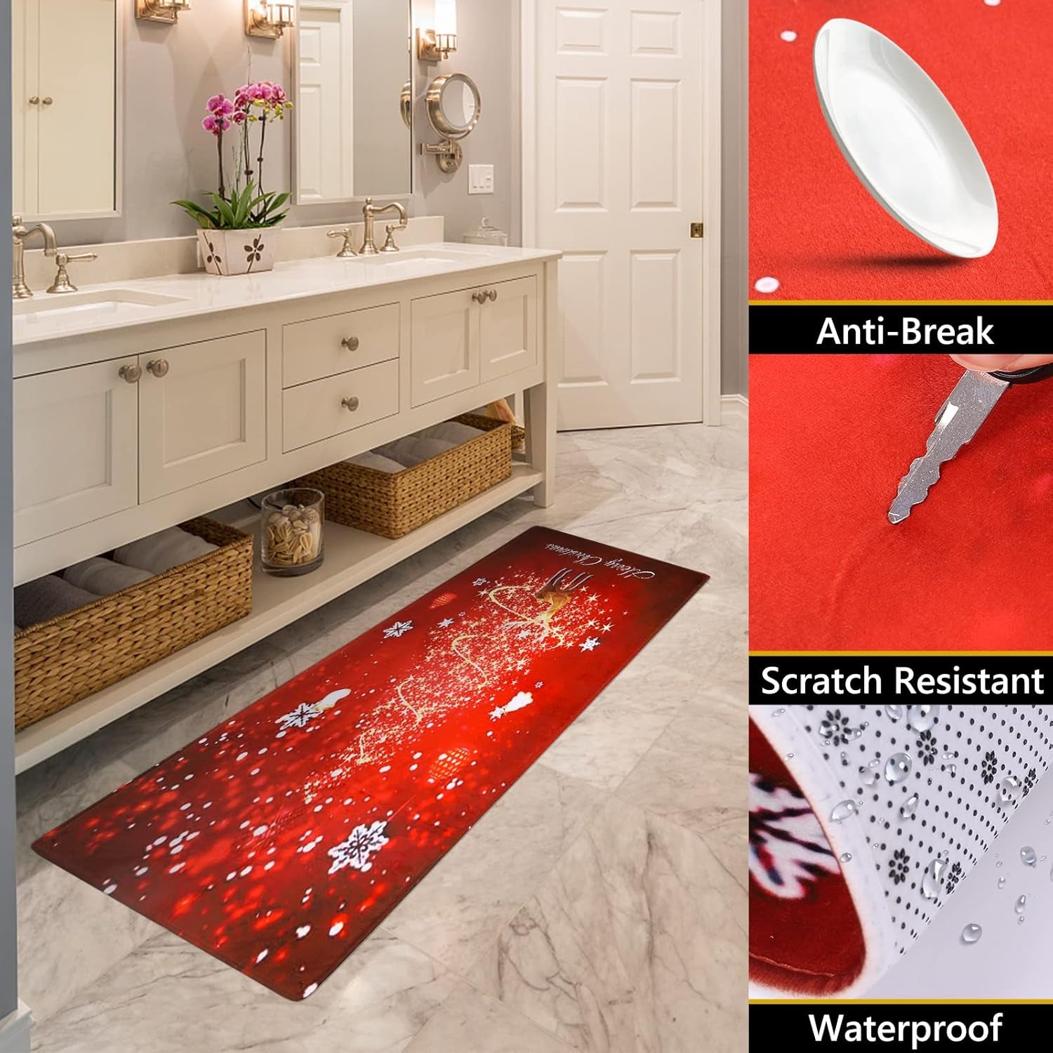 Christmas Runner Rugs, Soft Washable Christmas Reindeer Home Runner Rug Clearance, (6 * 2Ft) Xmas Area Rugs Non-Slip Christmas Rugs for Home Indoor