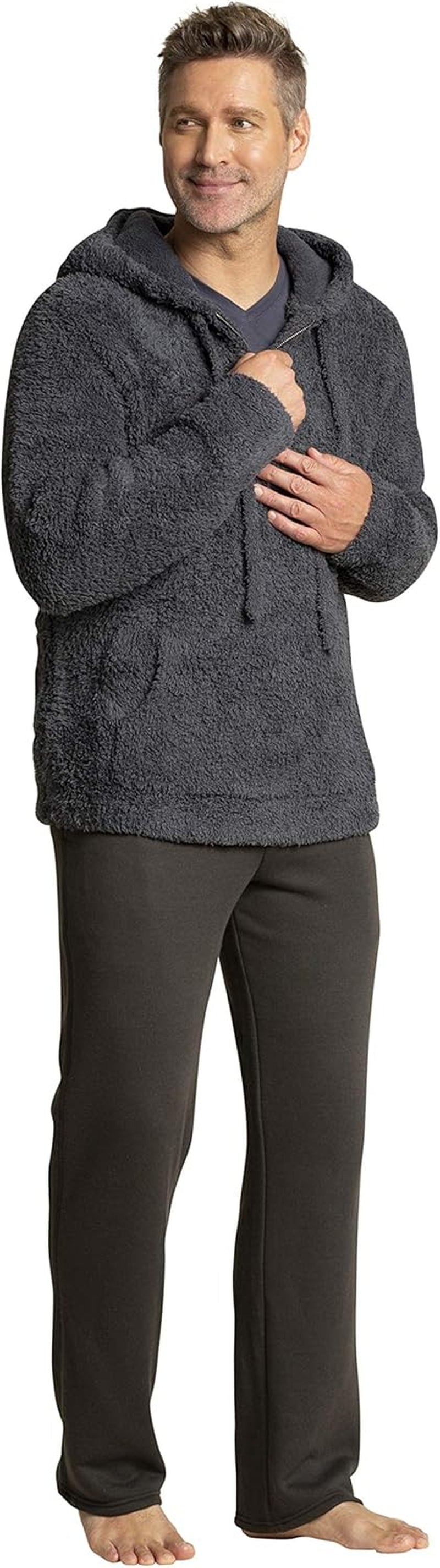 Cozychic Men'S Shearling Hoodie, Knit, Winter Clothes for Men