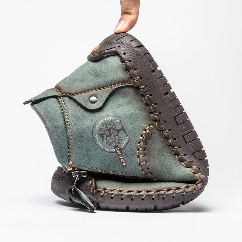 Brand Men'S Boots Leather Men'S Ankle Boots Work Boots Handmade Metal Zipper Outdoor Men'S Luxury Boots Leather Designer Boots