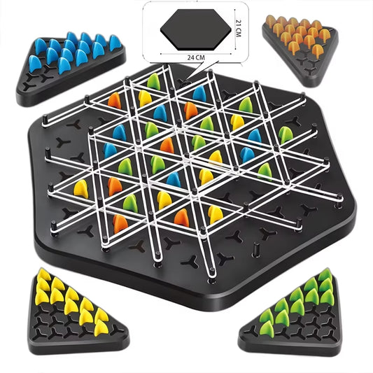 Geometry Chain Triangle Chess Puzzle Game Toy Board Game Logical Thinking Rubber Band Game Party Family Interactive Battle Gift