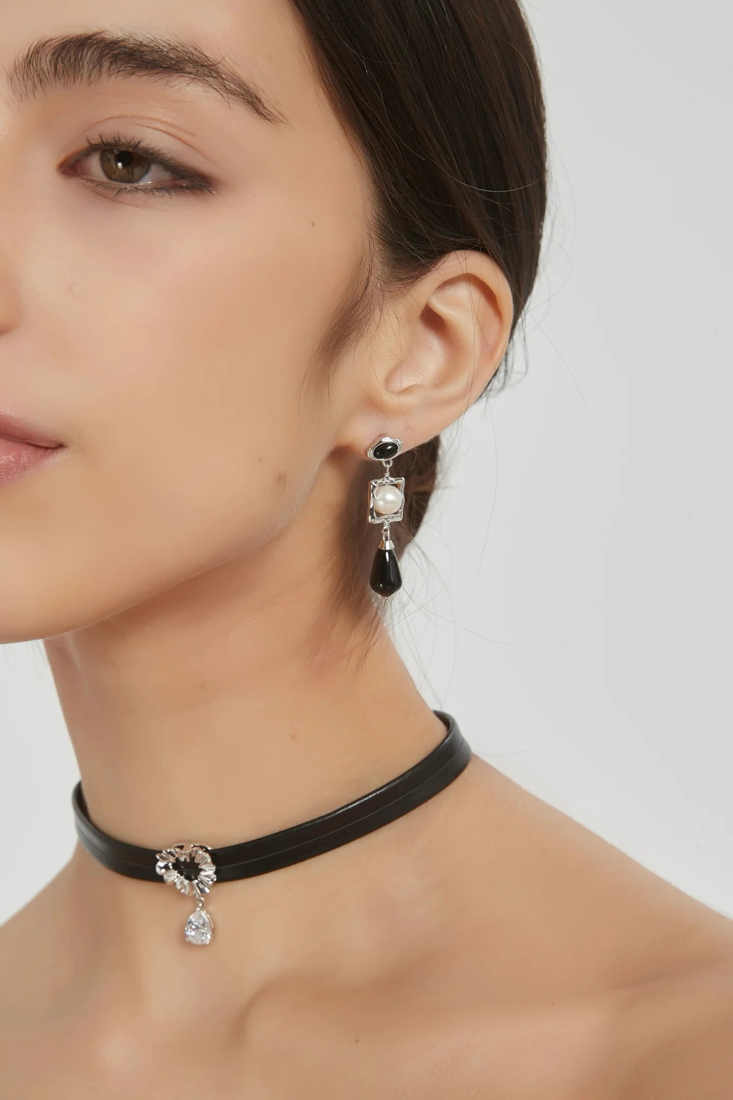 Natural Pearl Black Onyx Earrings