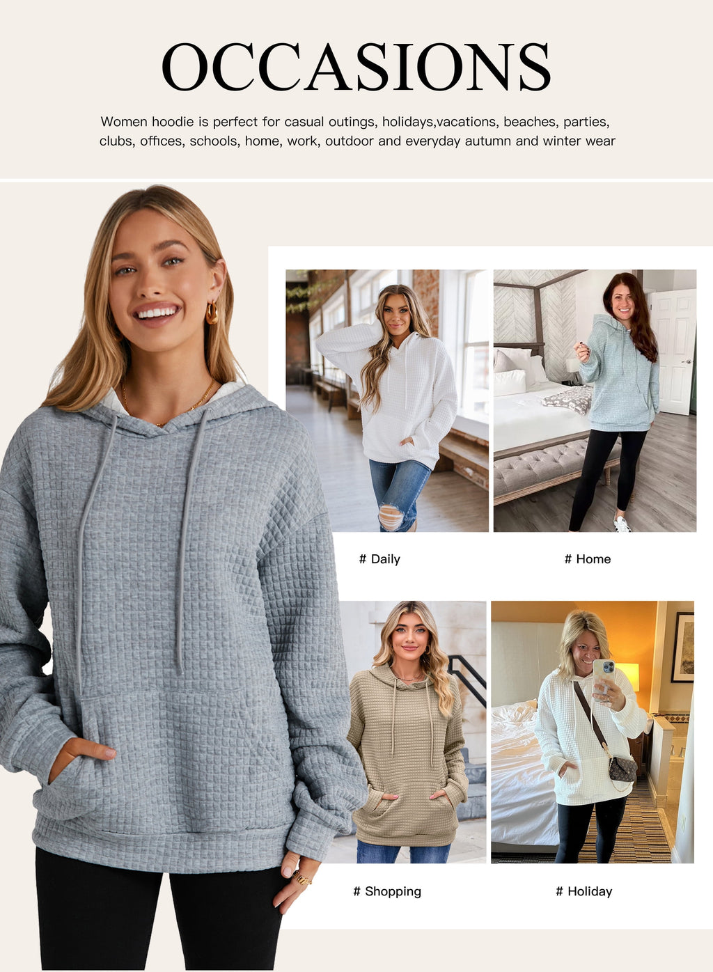 Hoodies for Women Fall Sweatshirts for Women Drawstring Long Sleeve Hoodies Pullover Knit Top with Pocket Pink M