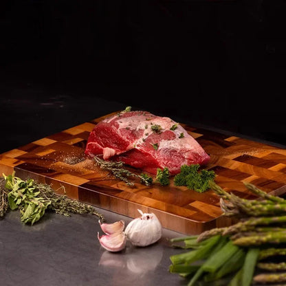 Acacia Wood Cutting Boards for Kitchen, Large Chopping Board Double Sided, End Grain Cutting Board with Handle, Charcuterie Butcher Block for Meal Prep